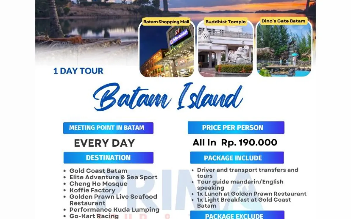 Paket Wisata Open Trip Batam Island 1 Day Tour Batam | Luna Cars